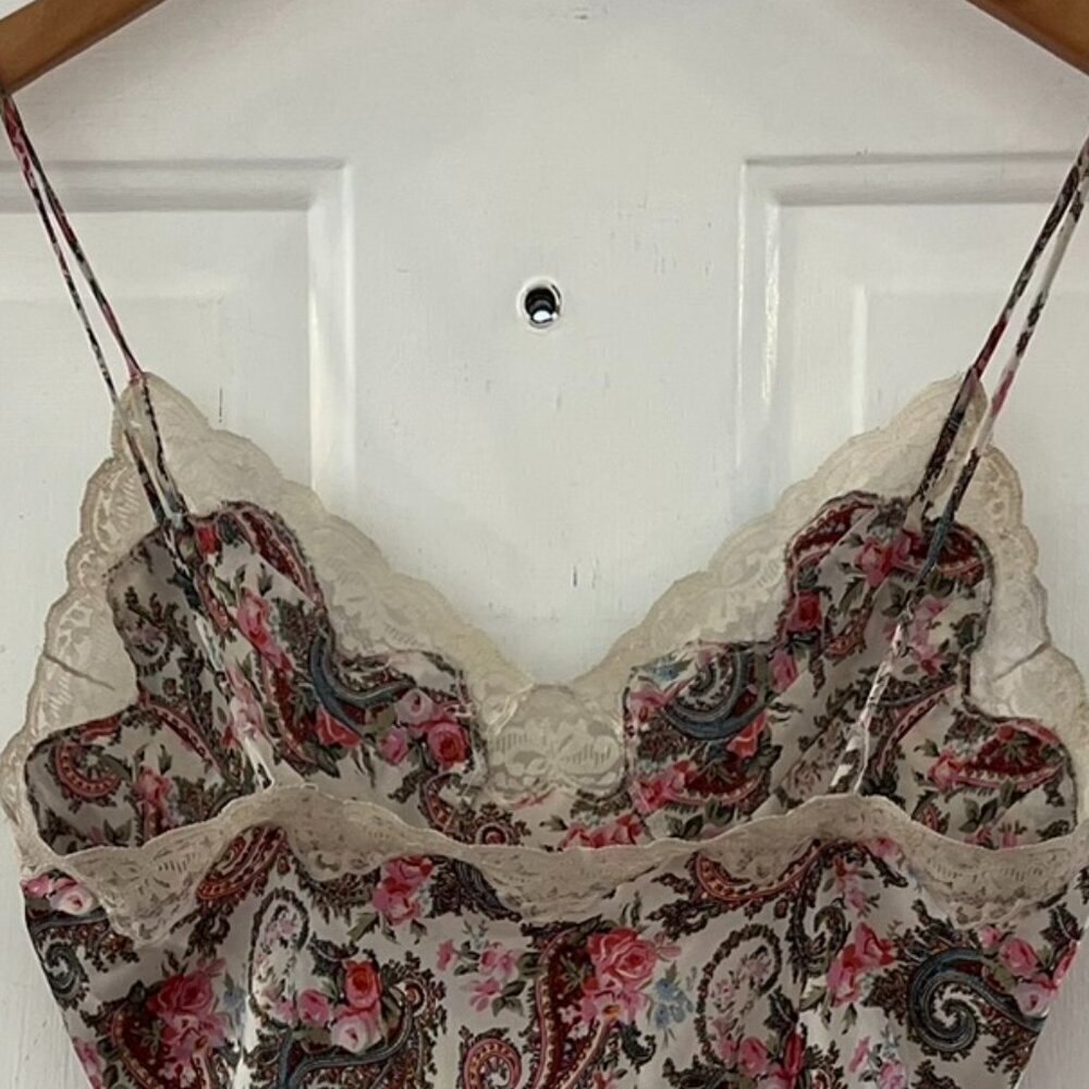Vintage Victoria Secret Gold Label1990's Floral Satin Spaghetti Slip Dress Sz sm - Picture 5 of 8